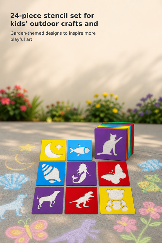 24-Piece Garden Sidewalk Chalk Stencil Set