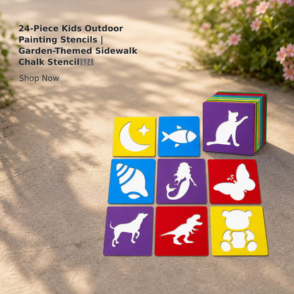 24-Piece Garden Sidewalk Chalk Stencil Set
