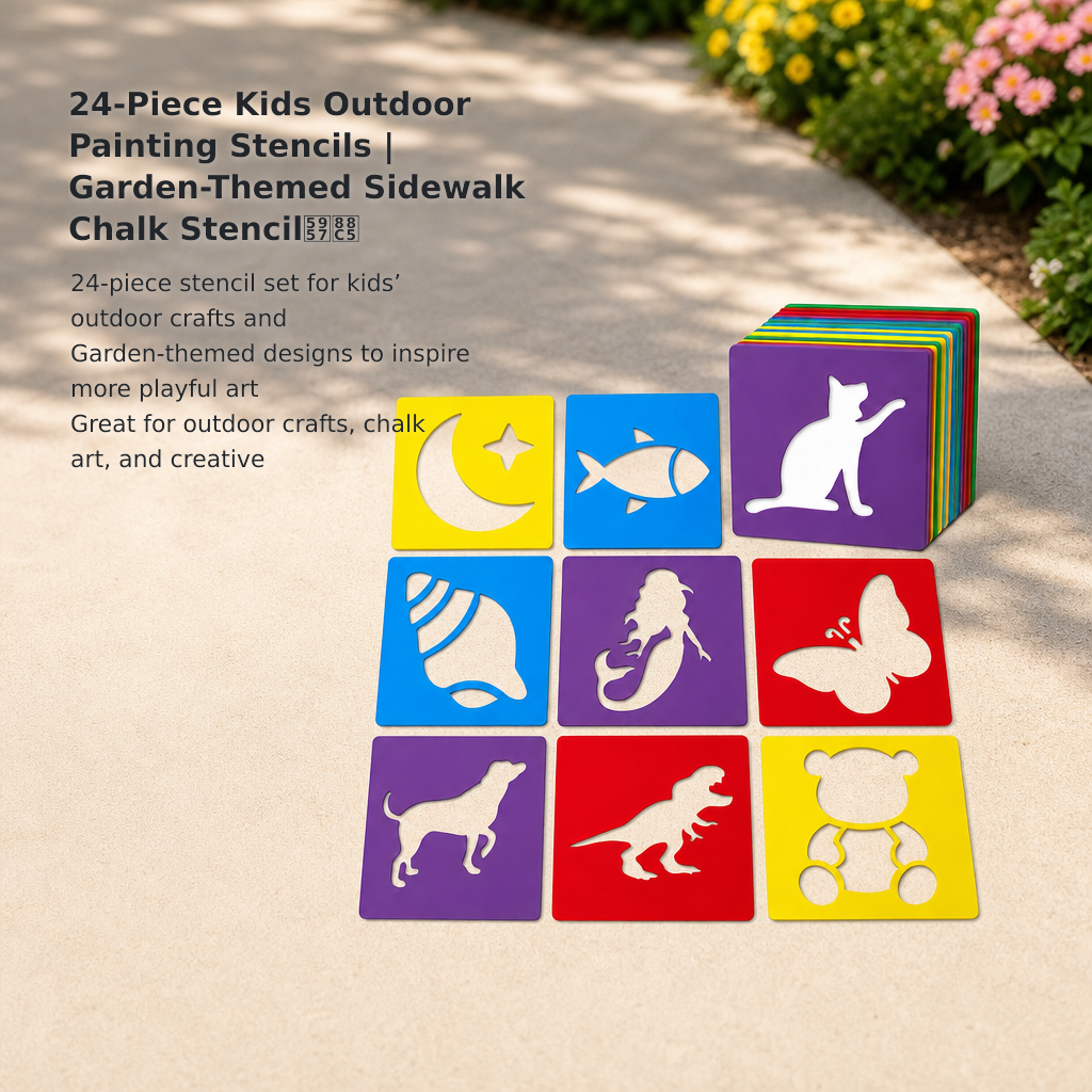 24-Piece Garden Sidewalk Chalk Stencil Set