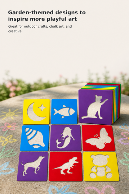 24-Piece Garden Sidewalk Chalk Stencil Set